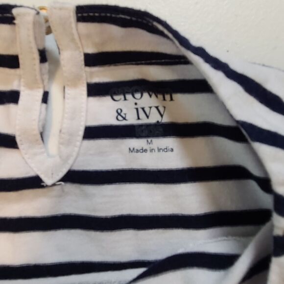 Crown & Ivy Tee Sequined Hearts Long Sleeved Striped Girls sz M - Picture 8 of 13